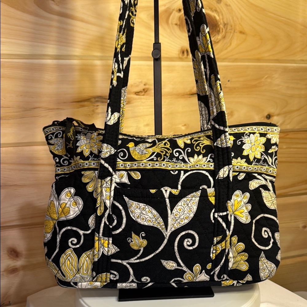 Vera Bradley Black and Yellow Floral Shoulder Bag